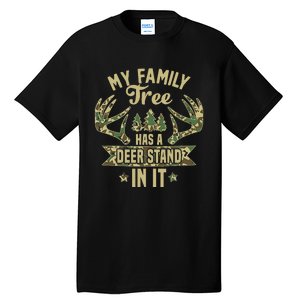 retro My Family Tree Has A Deer Stand In It  Camo Hunting  Tall T-Shirt