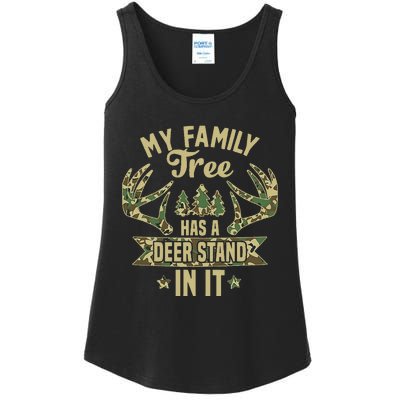 retro My Family Tree Has A Deer Stand In It  Camo Hunting  Ladies Essential Tank