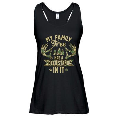 retro My Family Tree Has A Deer Stand In It  Camo Hunting  Ladies Essential Flowy Tank