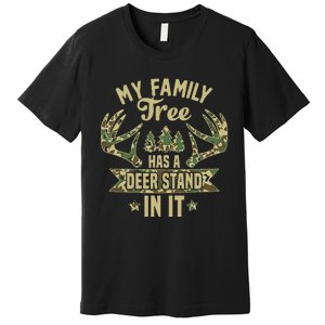 retro My Family Tree Has A Deer Stand In It  Camo Hunting  Premium T-Shirt