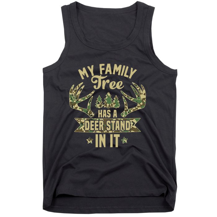 retro My Family Tree Has A Deer Stand In It  Camo Hunting  Tank Top