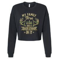 retro My Family Tree Has A Deer Stand In It  Camo Hunting  Cropped Pullover Crew