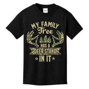 retro My Family Tree Has A Deer Stand In It  Camo Hunting  Kids T-Shirt