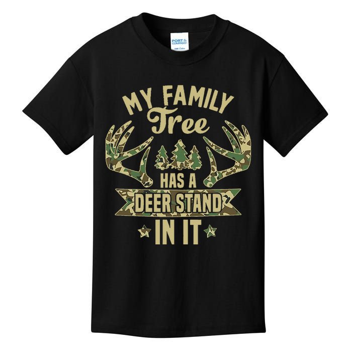 retro My Family Tree Has A Deer Stand In It  Camo Hunting  Kids T-Shirt