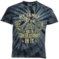 retro My Family Tree Has A Deer Stand In It  Camo Hunting  Kids Tie-Dye T-Shirt