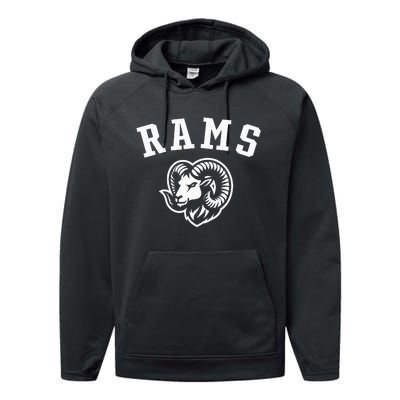 Rams Mascot For Players And Fans Performance Fleece Hoodie