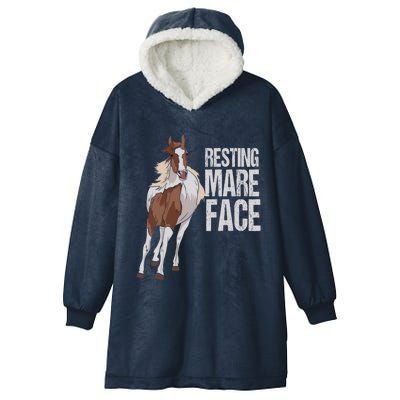 Resting Mare Face Funny Equestrian Riding Horseback Riding Great Gift Hooded Wearable Blanket