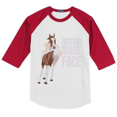 Resting Mare Face Funny Equestrian Riding Horseback Riding Great Gift Kids Colorblock Raglan Jersey