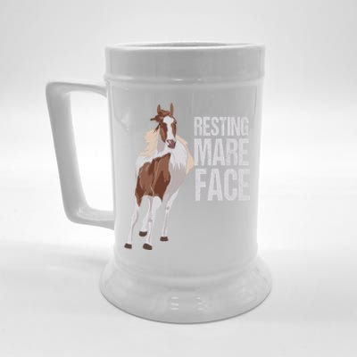 Resting Mare Face Funny Equestrian Riding Horseback Riding Great Gift Beer Stein