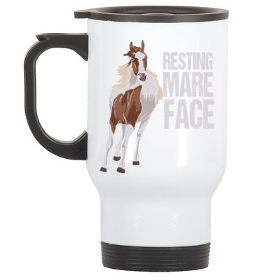 Resting Mare Face Funny Equestrian Riding Horseback Riding Great Gift Stainless Steel Travel Mug