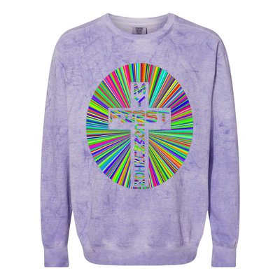 Religious My First Communion Cross Christian Faith Church Colorblast Crewneck Sweatshirt