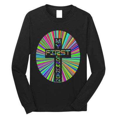 Religious My First Communion Cross Christian Faith Church Long Sleeve Shirt