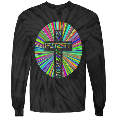 Religious My First Communion Cross Christian Faith Church Tie-Dye Long Sleeve Shirt