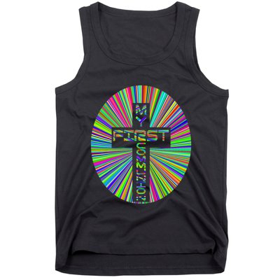 Religious My First Communion Cross Christian Faith Church Tank Top