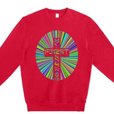 Religious My First Communion Cross Christian Faith Church Premium Crewneck Sweatshirt