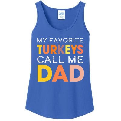 Retro My Favorite Turkeys Call Me Dad Thanksgiving Father Ladies Essential Tank