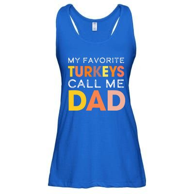 Retro My Favorite Turkeys Call Me Dad Thanksgiving Father Ladies Essential Flowy Tank