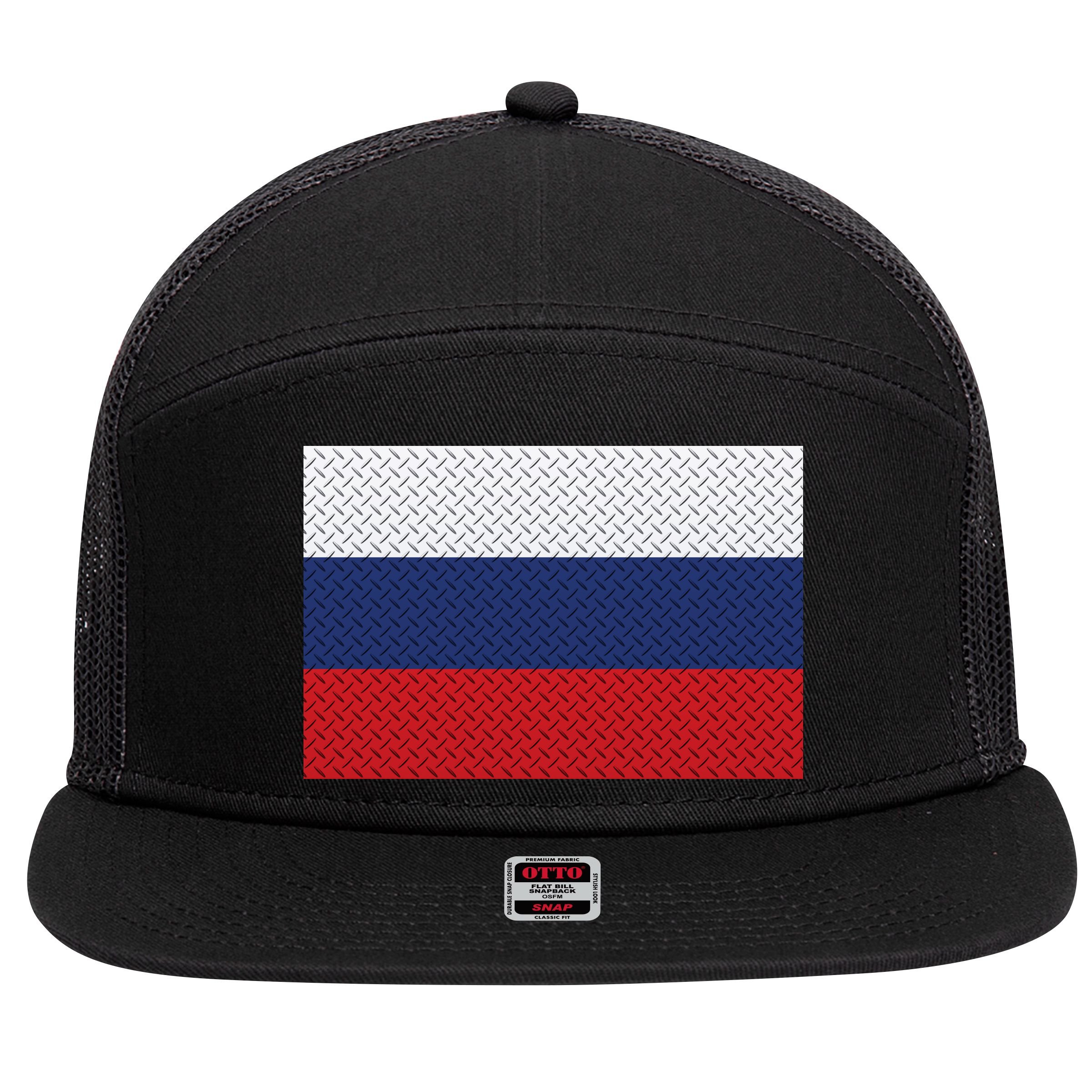 Russian Metal Flag 7 Panel Mesh Trucker Snapback Hat