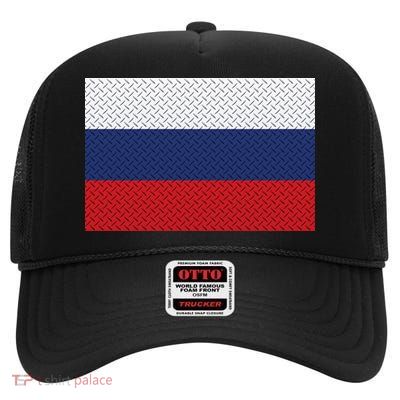 Russian Metal Flag High Crown Mesh Back Trucker Hat