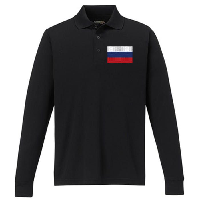 Russian Metal Flag Performance Long Sleeve Polo