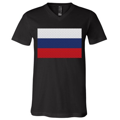 Russian Metal Flag V-Neck T-Shirt