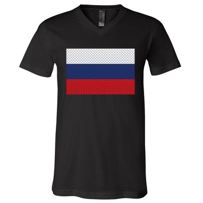 Russian Metal Flag V-Neck T-Shirt