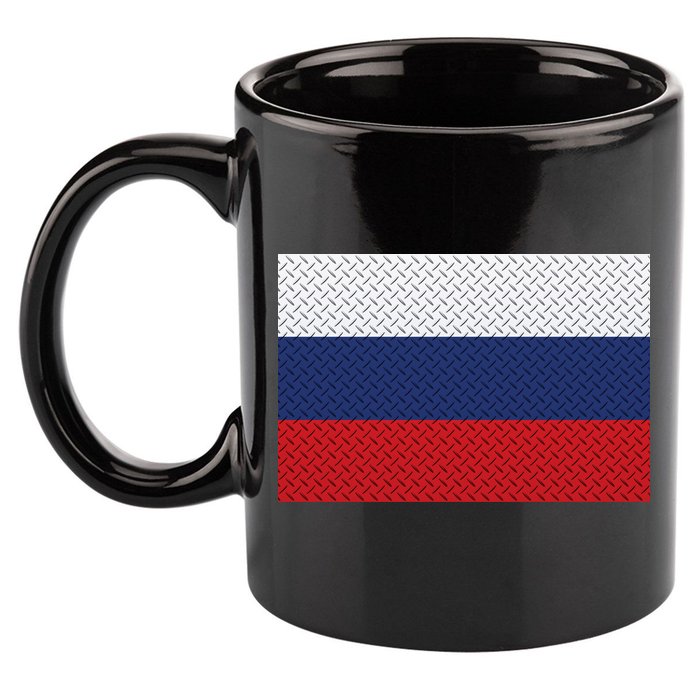 Russian Metal Flag 11oz C Handle Ceramic Mug