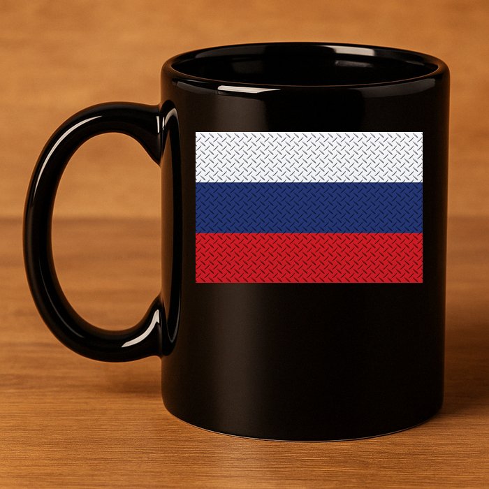 Russian Metal Flag 11oz C Handle Ceramic Mug