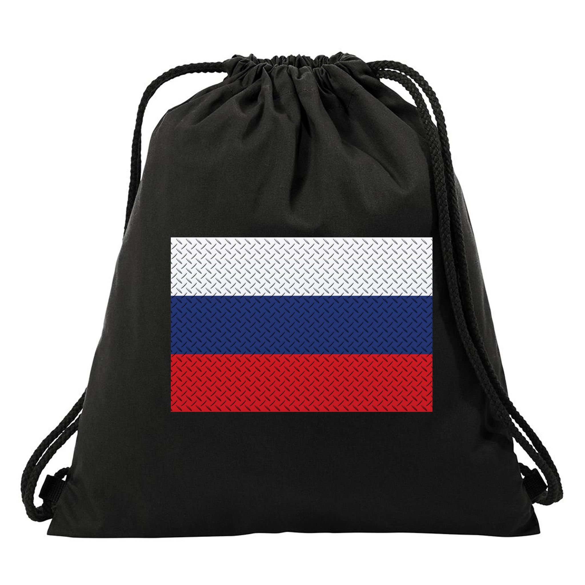 Russian Metal Flag Drawstring Bag