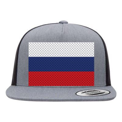 Russian Metal Flag Flat Bill Trucker Hat