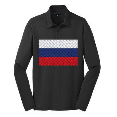 Russian Metal Flag Silk Touch Performance Long Sleeve Polo