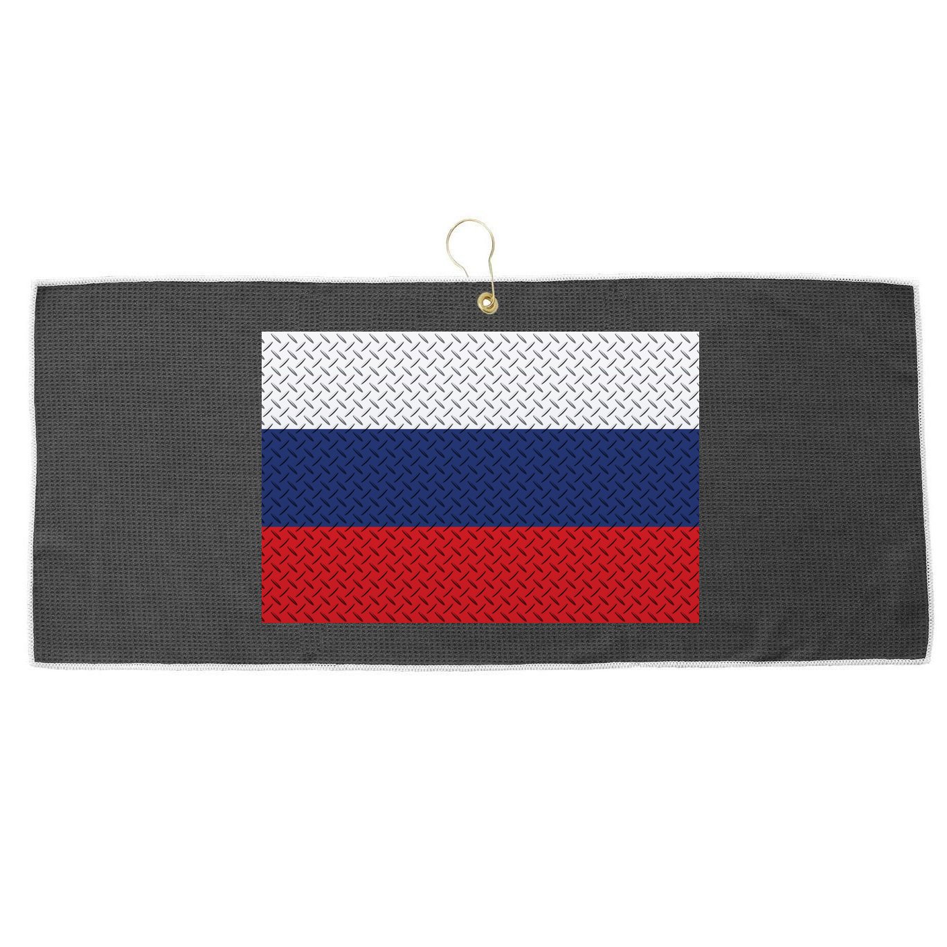 Russian Metal Flag Large Microfiber Waffle Golf Towel