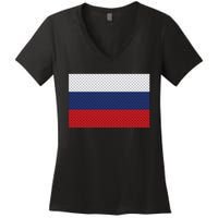 Russian Metal Flag Women's V-Neck T-Shirt