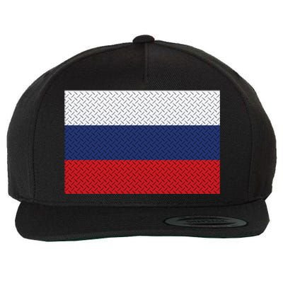 Russian Metal Flag Wool Snapback Cap