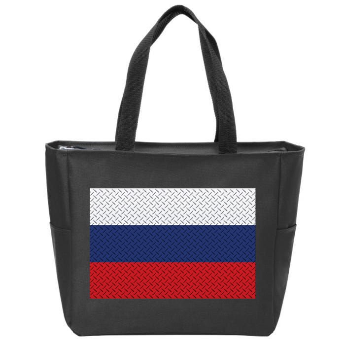 Russian Metal Flag Zip Tote Bag