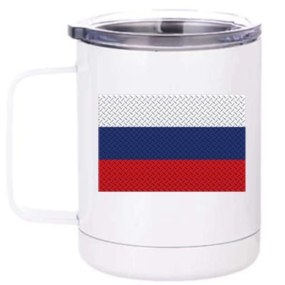 Russian Metal Flag 12 oz Stainless Steel Tumbler Cup