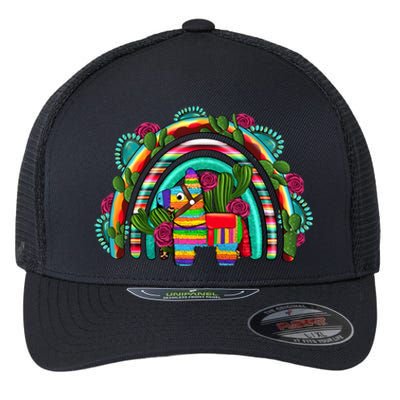 Rainbow Mexican Fiesta Cinco De Mayo Flexfit Unipanel Trucker Cap