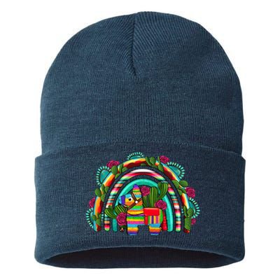 Rainbow Mexican Fiesta Cinco De Mayo Sustainable Knit Beanie