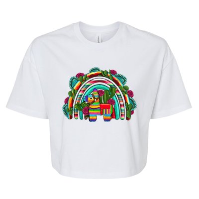 Rainbow Mexican Fiesta Cinco De Mayo Bella+Canvas Jersey Crop Tee