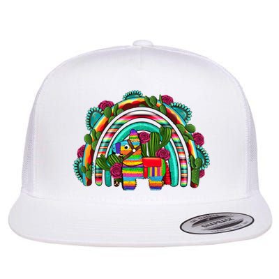 Rainbow Mexican Fiesta Cinco De Mayo Flat Bill Trucker Hat