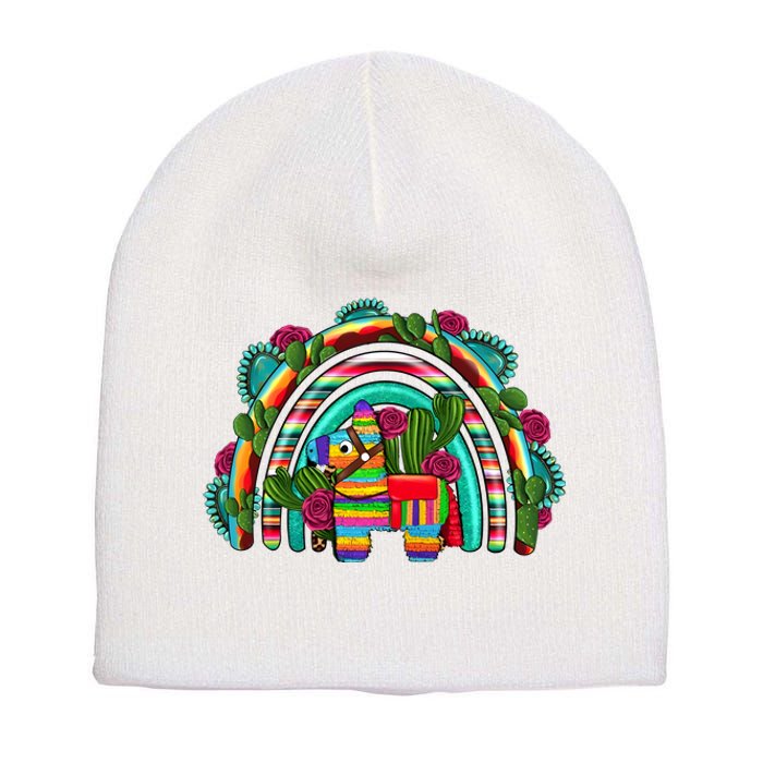 Rainbow Mexican Fiesta Cinco De Mayo Short Acrylic Beanie