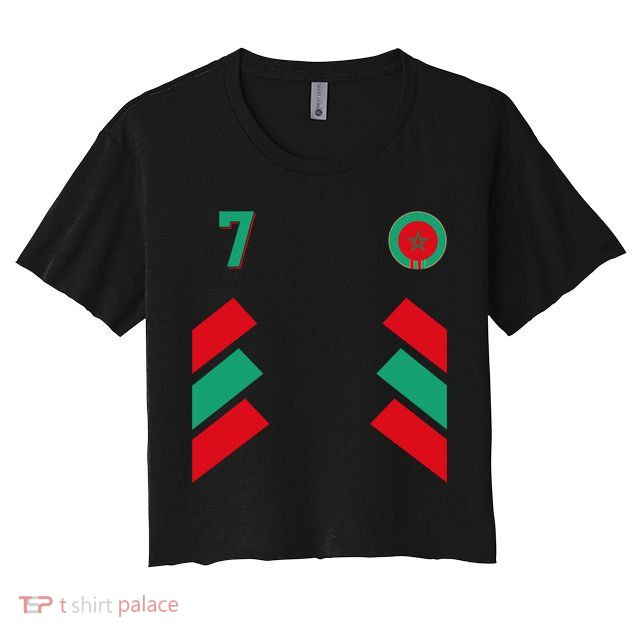 Retro7 Moroccan Football Morocco Soccer Morocco Flag Pullover Hoodie Crop Top