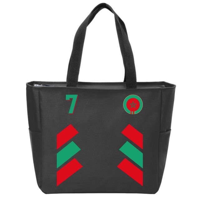 Retro7 Moroccan Football Morocco Soccer Morocco Flag Pullover Hoodie Zip Tote Bag