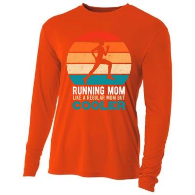 Running Mom Funny Marathon Runner Mother's Day Gift Cooling Performance Long Sleeve Crew