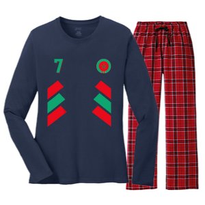 Retro7 Moroccan Football Morocco Soccer Morocco Flag Women's Long Sleeve Flannel Pajama Set 