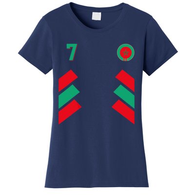 Retro7 Moroccan Football Morocco Soccer Morocco Flag Women's T-Shirt