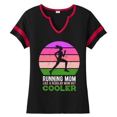 Running Mom Funny Marathon Runner Mother's Day Cute Gift Ladies Halftime Notch Neck Tee