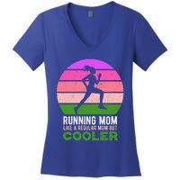 Running Mom Funny Marathon Runner Mother's Day Cute Gift Women's V-Neck T-Shirt