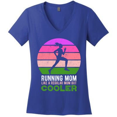 Running Mom Funny Marathon Runner Mother's Day Cute Gift Women's V-Neck T-Shirt