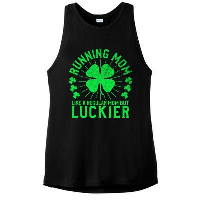 Running Mom Funny St Patrick's Day 5k Marathon Runner Mother Gift Ladies PosiCharge Tri-Blend Wicking Tank